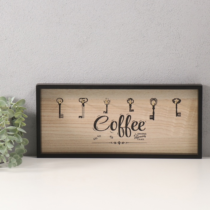Настенные крючки декоративные «Утро начинается с кофе», дерево, 3×36.5×16.4 см